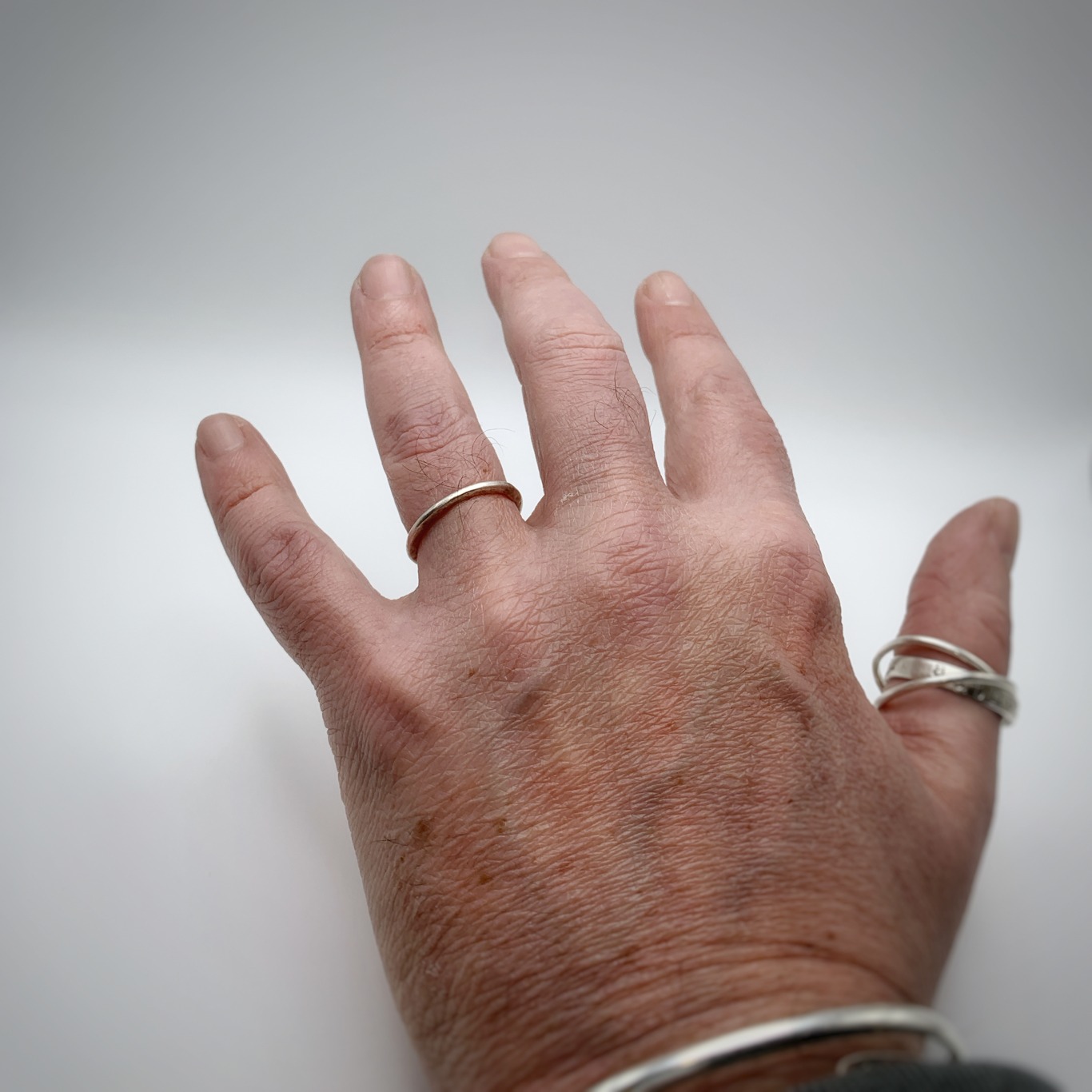 Satellite Ring / Solid Sterling Silver / Men's Women's Band / 2mm Width / Custom Sized / Rustic Hammered Texture - Image 8