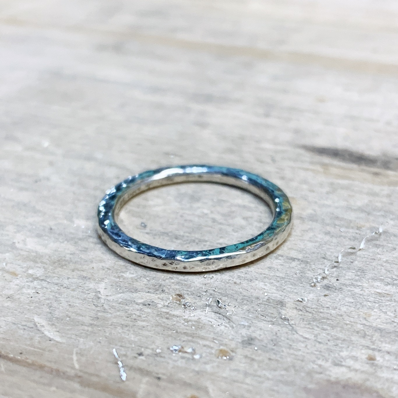 Satellite Ring / Solid Sterling Silver / Men’s Women’s Band / 2mm Width / US Size 6 / Rustic Hammered Texture