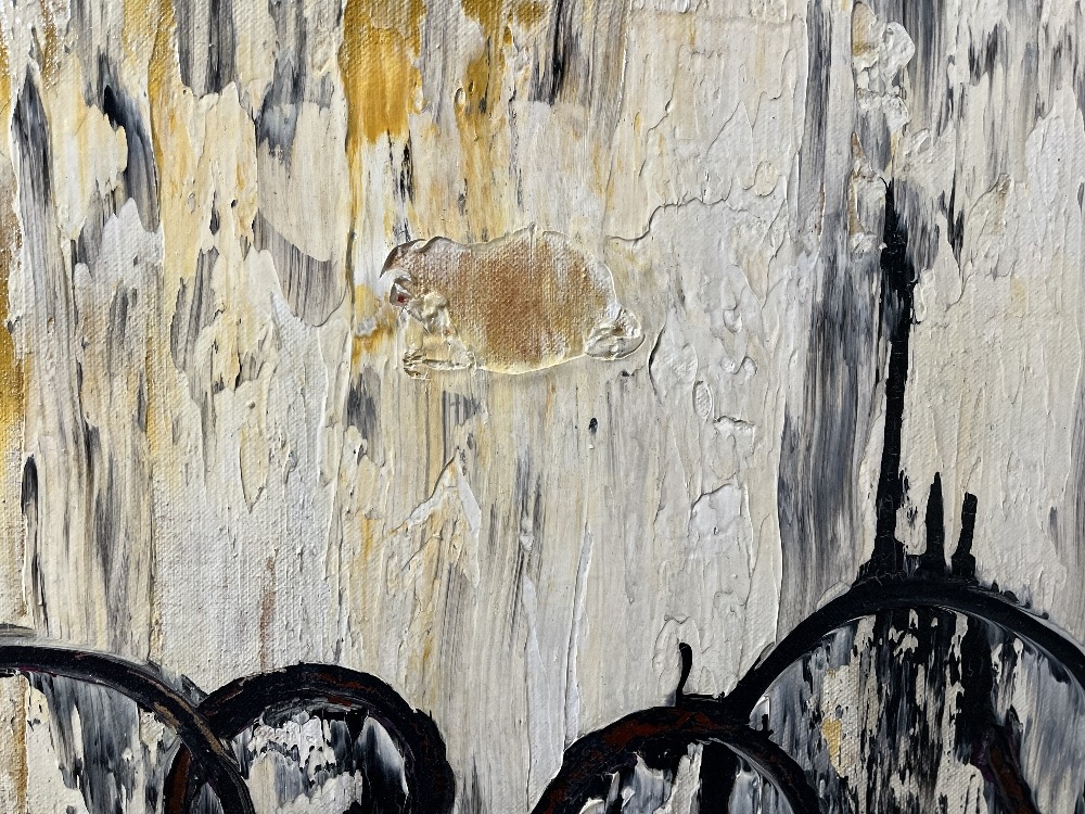 Beautiful Chaos Original Painting By Artist Rafi Perez Mixed Medium Abstract On Canvas 22x38 - Image 3