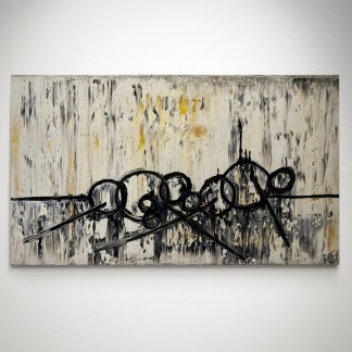 Beautiful Chaos Original Painting By Artist Rafi Perez Mixed Medium Abstract On Canvas 22x38