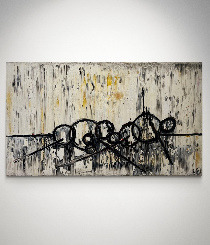 Beautiful Chaos Original Painting By Artist Rafi Perez Mixed Medium Abstract On Canvas 22x38