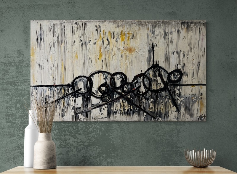 Beautiful Chaos Original Painting By Artist Rafi Perez Mixed Medium Abstract On Canvas 22x38 - Image 5