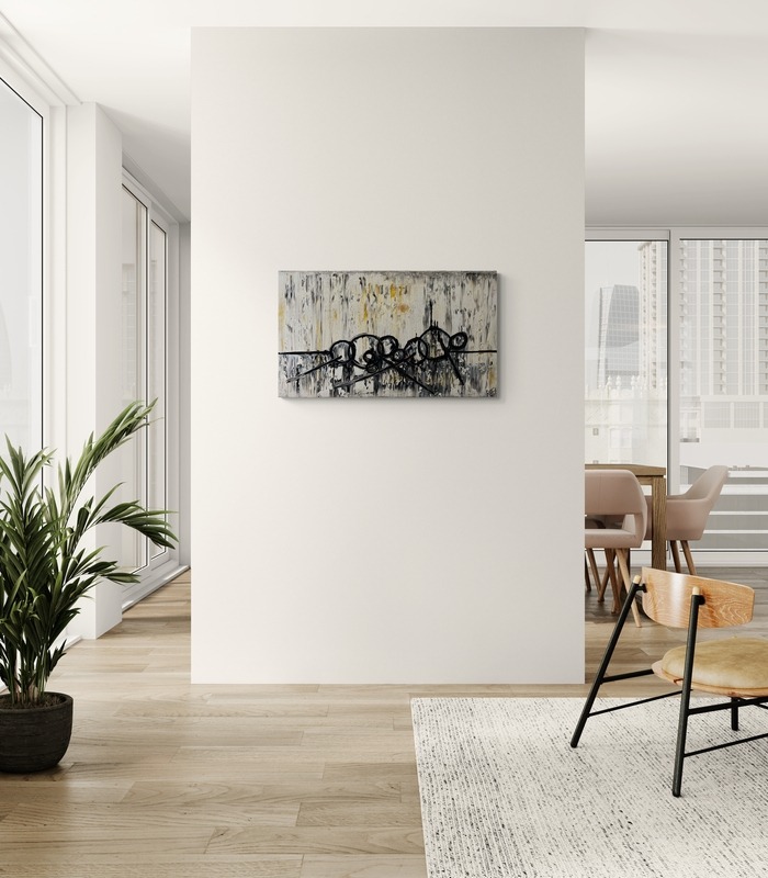 Beautiful Chaos Original Painting By Artist Rafi Perez Mixed Medium Abstract On Canvas 22x38 - Image 6