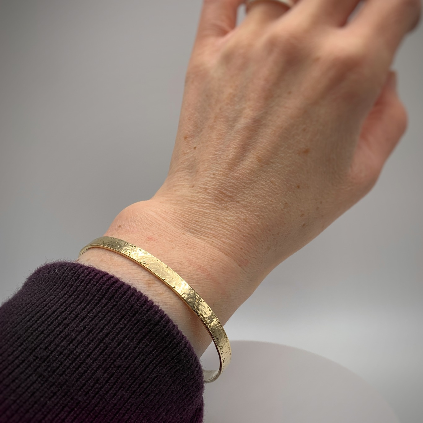 Brass Badassery Cuff Bracelet / Solid Jeweler's Brass / 5mm Width / Stone Hammered Texture - Image 6
