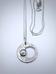 Moon Mama Pendant Necklace / Solid Sterling Silver / Rainbow Moonstone / Subtle Hammered Texture / "Luminous Being"
