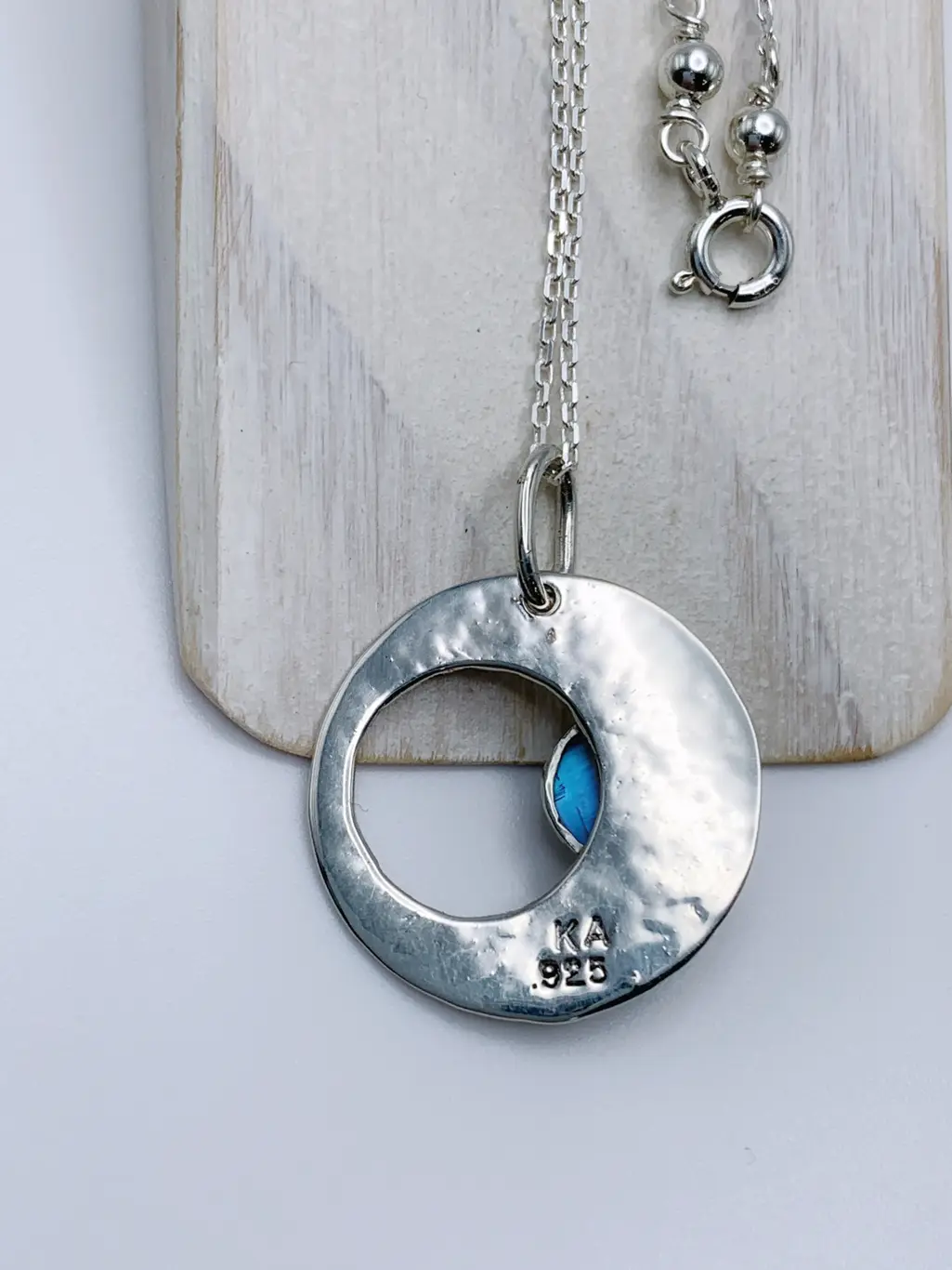 Moon Mama Pendant Necklace / Solid Sterling Silver / Rainbow Moonstone / Subtle Hammered Texture / "Luminous Being" - Image 6