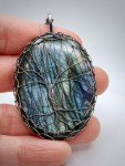 Tree Of Life Necklace / Antiqued Sterling Silver / Silver Labradorite Stone / "Renewal By Storm"