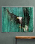 Uncaged (Eagle) Art By Artist Rafi Perez Textured Artist Enhanced Print On Wood 18X22