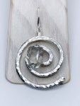 Herkimer Diamond Spiral Pendant / Solid Sterling Silver / Genuine Herkimer Diamond / Hammer Forged