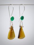 "Autumn Embrace" Earrings / Solid Sterling Silver / Genuine Tiger Eye / Genuine Green Onyx / Dangle Earrings