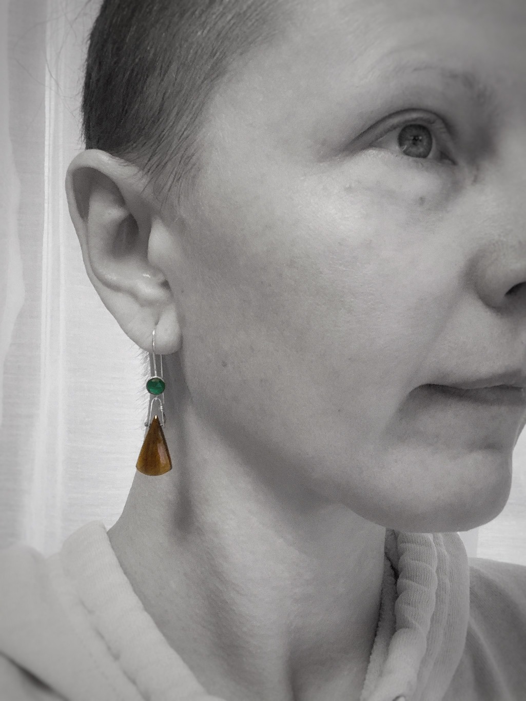 "Autumn Embrace" Earrings / Solid Sterling Silver / Genuine Tiger Eye / Genuine Green Onyx / Dangle Earrings - Image 6