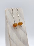 "Cattails" Stick Earrings / Solid Sterling Silver / Genuine Baltic Amber / Hammer Forged Dangle Earrings