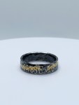Cosmic Ring / Solid Antiqued Sterling Silver / 18k Gold / 6mm Width / Rustic Hammered Texture / Size 9