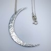 Crescent Moon Necklace / Large Solid Sterling Silver Moon Pendant / Hand Forged /