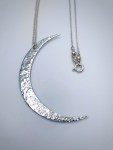 Crescent Moon Necklace / Large Solid Sterling Silver Moon Pendant / Hand Forged /