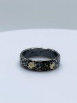 Firefly Ring / Solid Antiqued Sterling Silver / 18k Gold / 5.5mm Width / Rustic Hammered Texture / Size 7