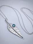 Leaf Necklace / Solid Sterling Silver / Genuine Swiss Topaz / 20" Chain / "Morning Shimmer"