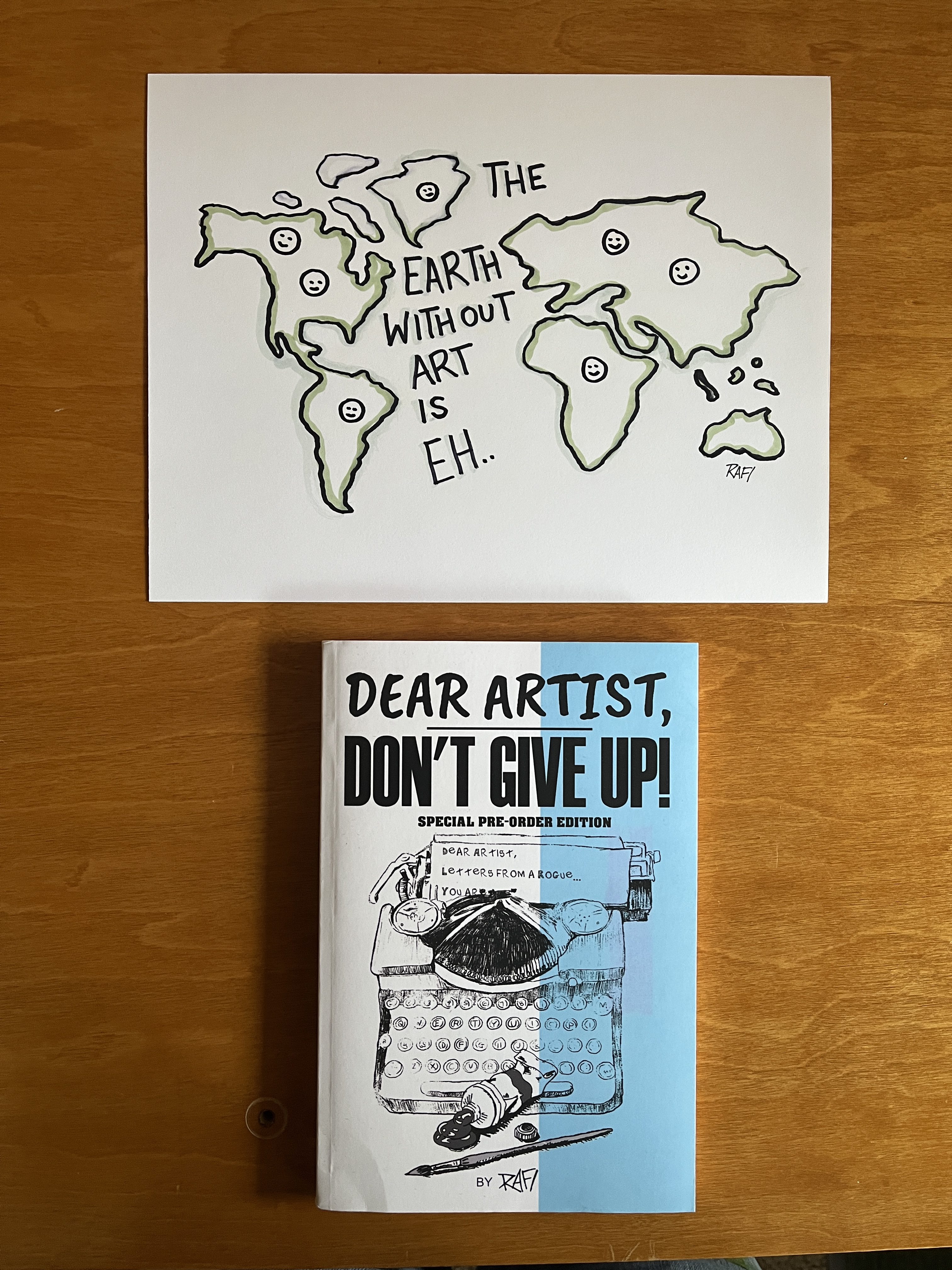 Earth Without Art - Original Dear Artist Illustration Drawing by Rafi Perez On Paper 8.5X11 - Image 2