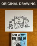 Big Sale - Original Dear Artist Illustration Drawing by Rafi Perez On Paper 8.5X11