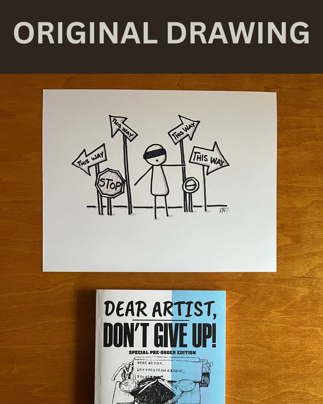 Create Your Own Path – Original Dear Artist Illustration Drawing by Rafi Perez On Paper 8.5X11