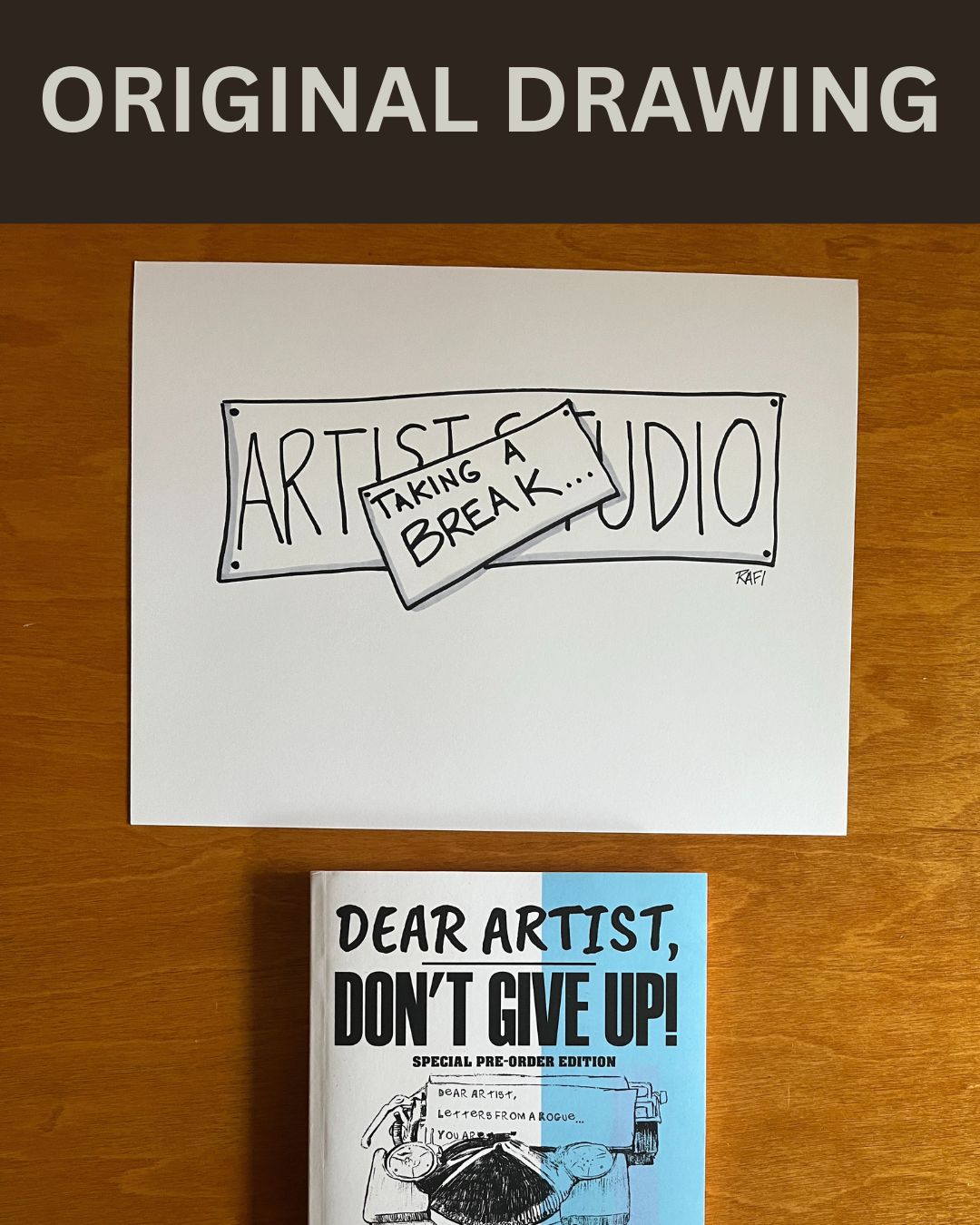Taking A Break – Original Dear Artist Illustration Drawing by Rafi Perez On Paper 8.5X11