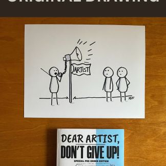 Artist Loudspeaker - Original Dear Artist Illustration Drawing by Rafi Perez On Paper 8.5X11