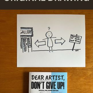 Gallery Or Not - Original Dear Artist Illustration Drawing by Rafi Perez On Paper 8.5X11