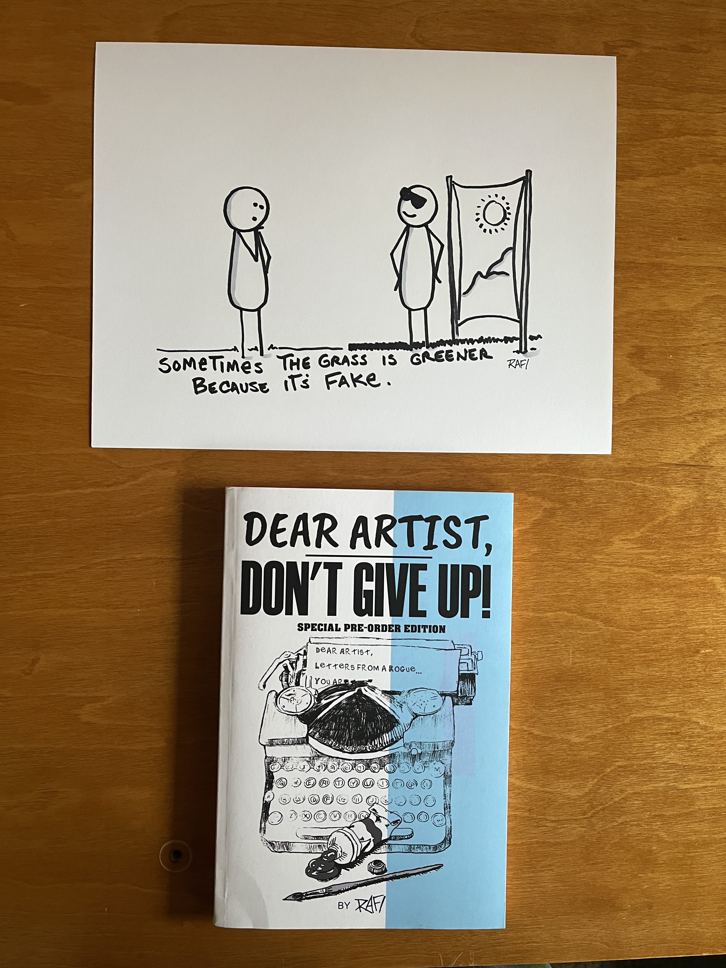 Grass Is Greener - Original Dear Artist Illustration Drawing by Rafi Perez On Paper 8.5X11 - Image 2