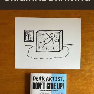 Creative Ice Block - Original Dear Artist Illustration Drawing by Rafi Perez On Paper 8.5X11