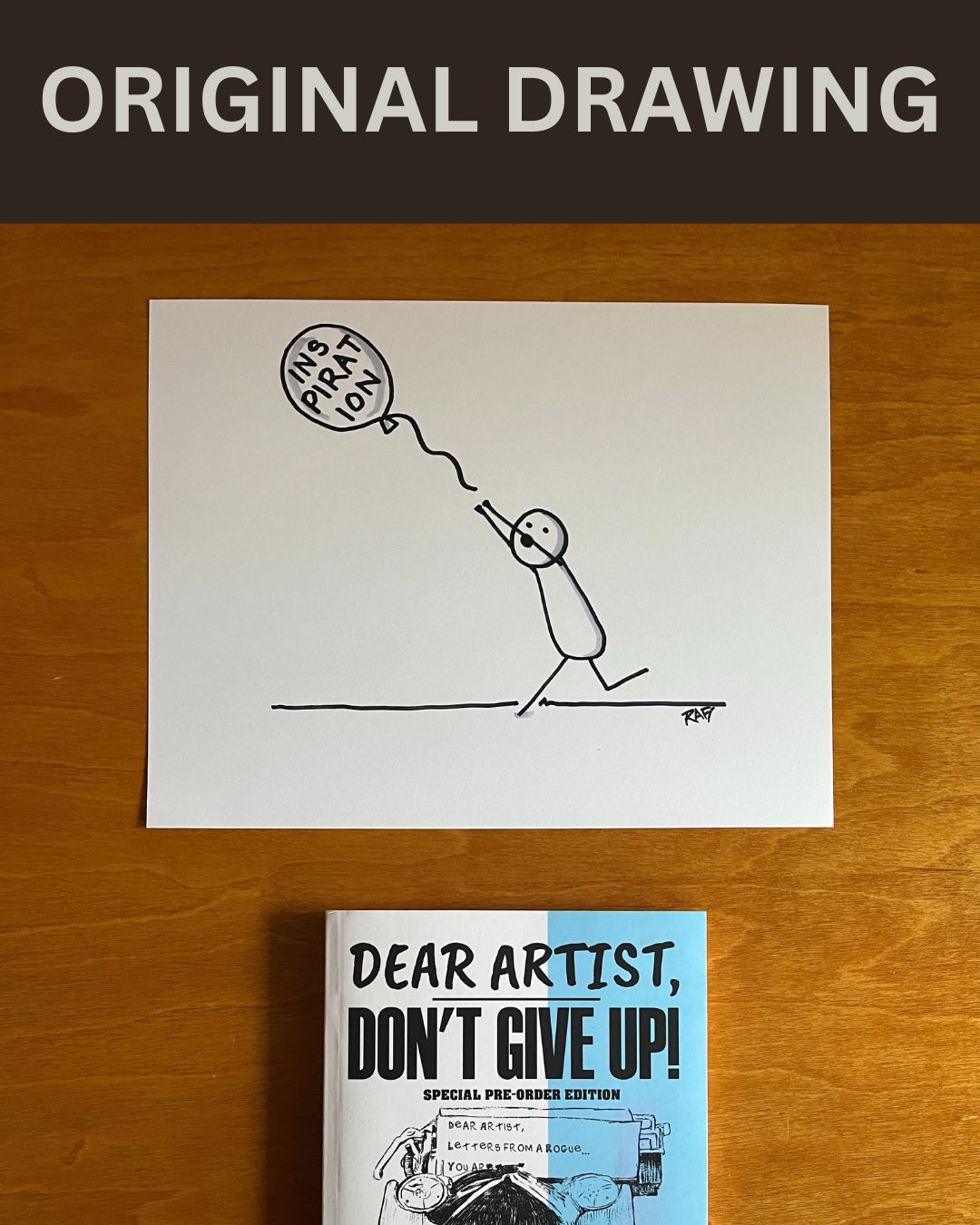 Chasing Inspiration – Original Dear Artist Illustration Drawing by Rafi Perez On Paper 8.5X11