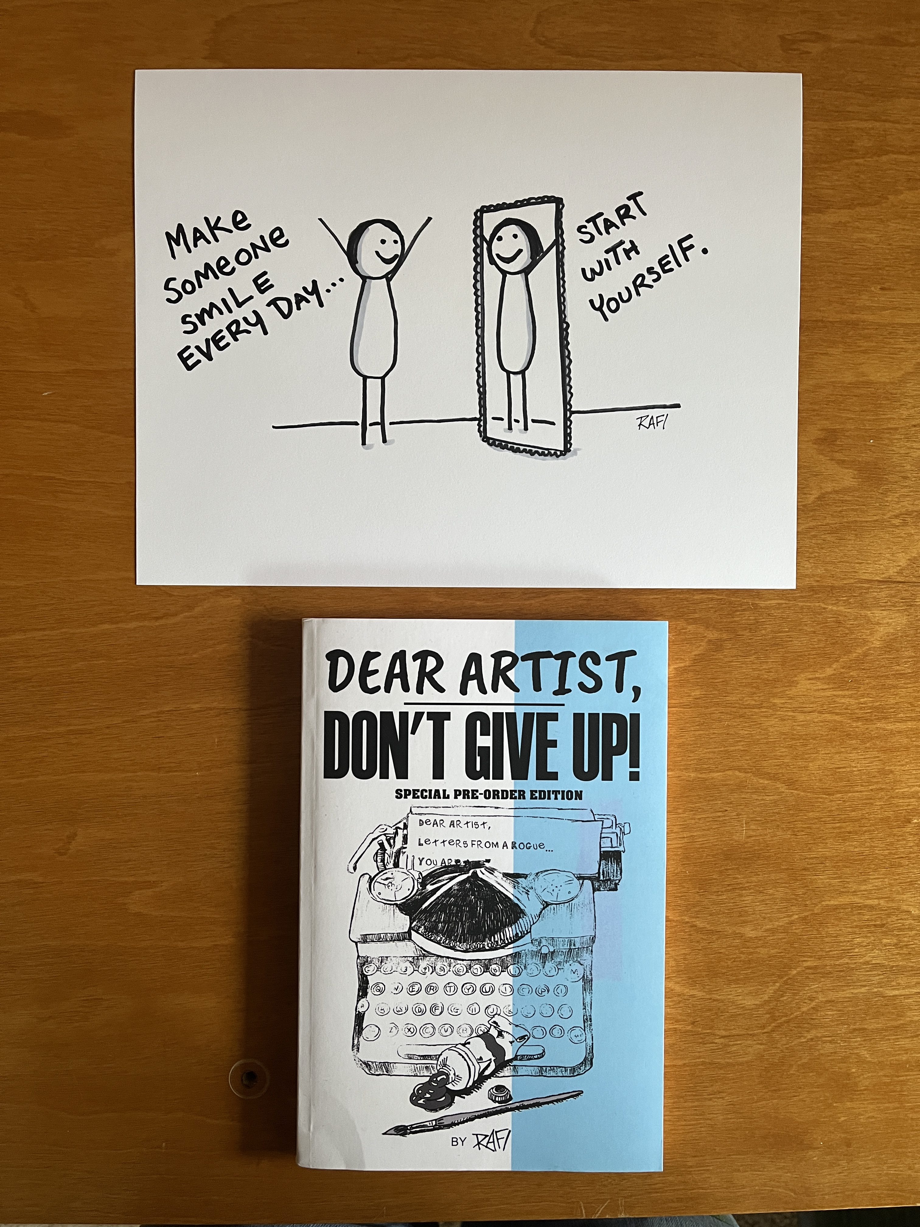Make Yourself Smile - Original Dear Artist Illustration Drawing by Rafi Perez On Paper 8.5X11 - Image 2