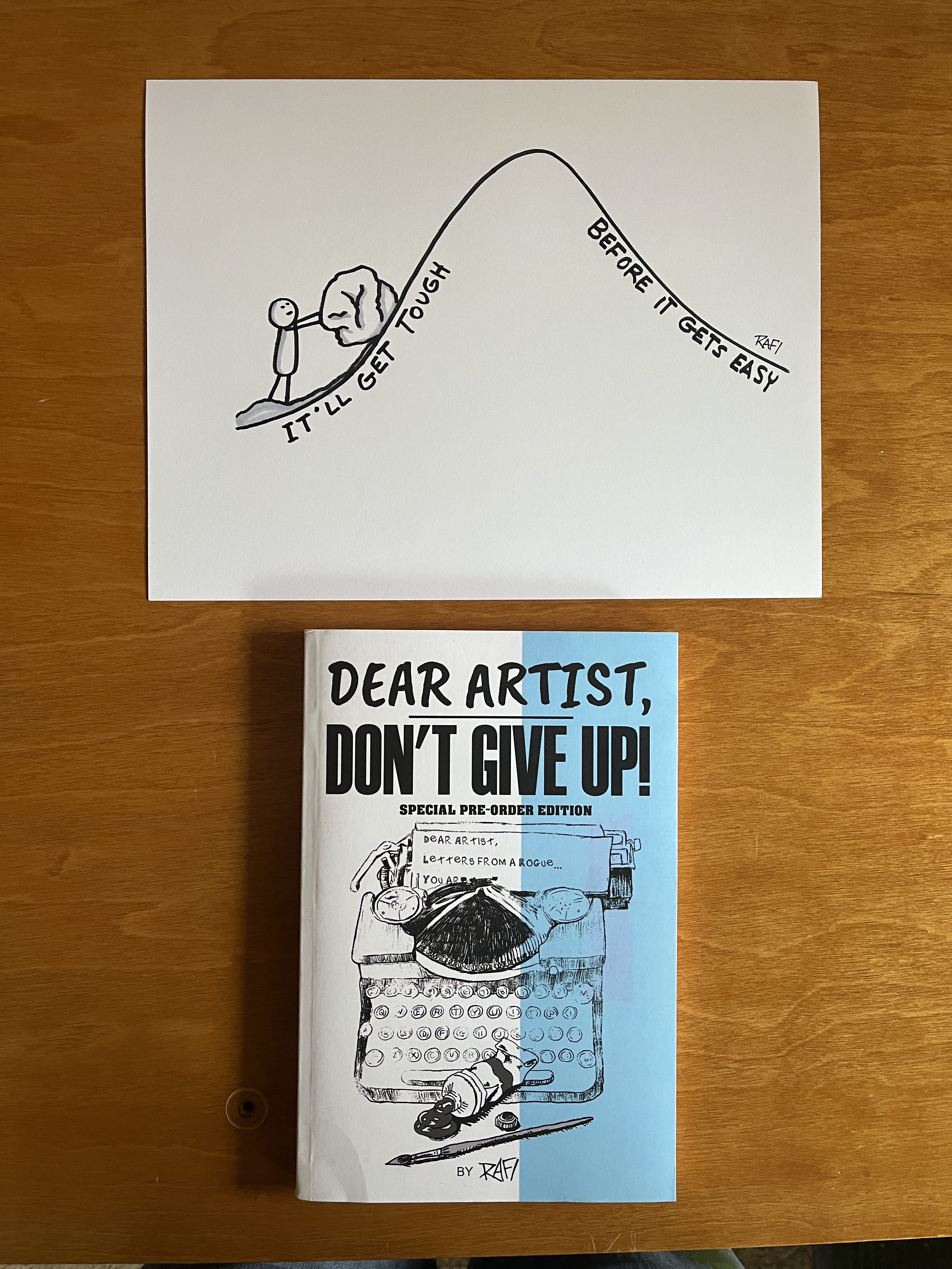 It Gets Easier - Original Dear Artist Illustration Drawing by Rafi Perez On Paper 8.5X11 - Image 2
