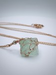 Green Fluorite Crystal Necklace / 14k Rose Gold Filled / Raw Fluorite Octahedron / 24" Chain / "Sacred Geometry"