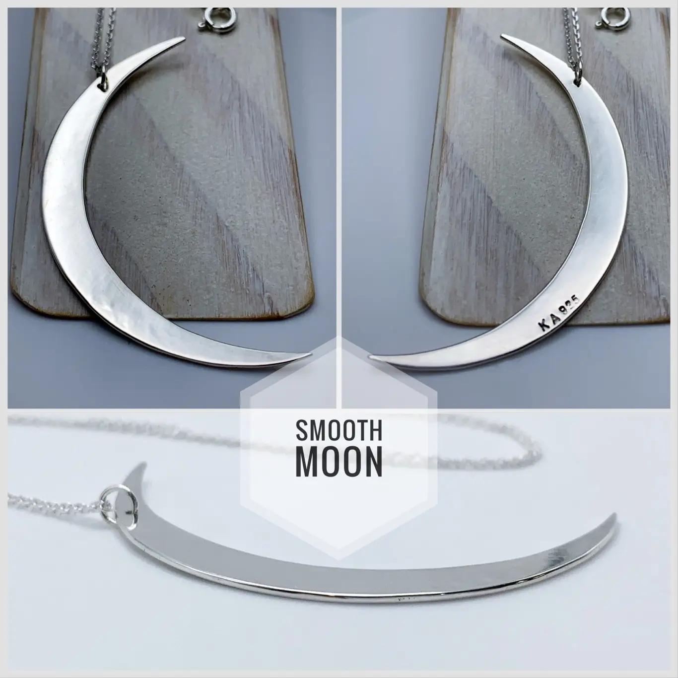Crescent Moon Necklace / Large Solid Sterling Silver Moon Pendant / Hand Forged / - Image 7