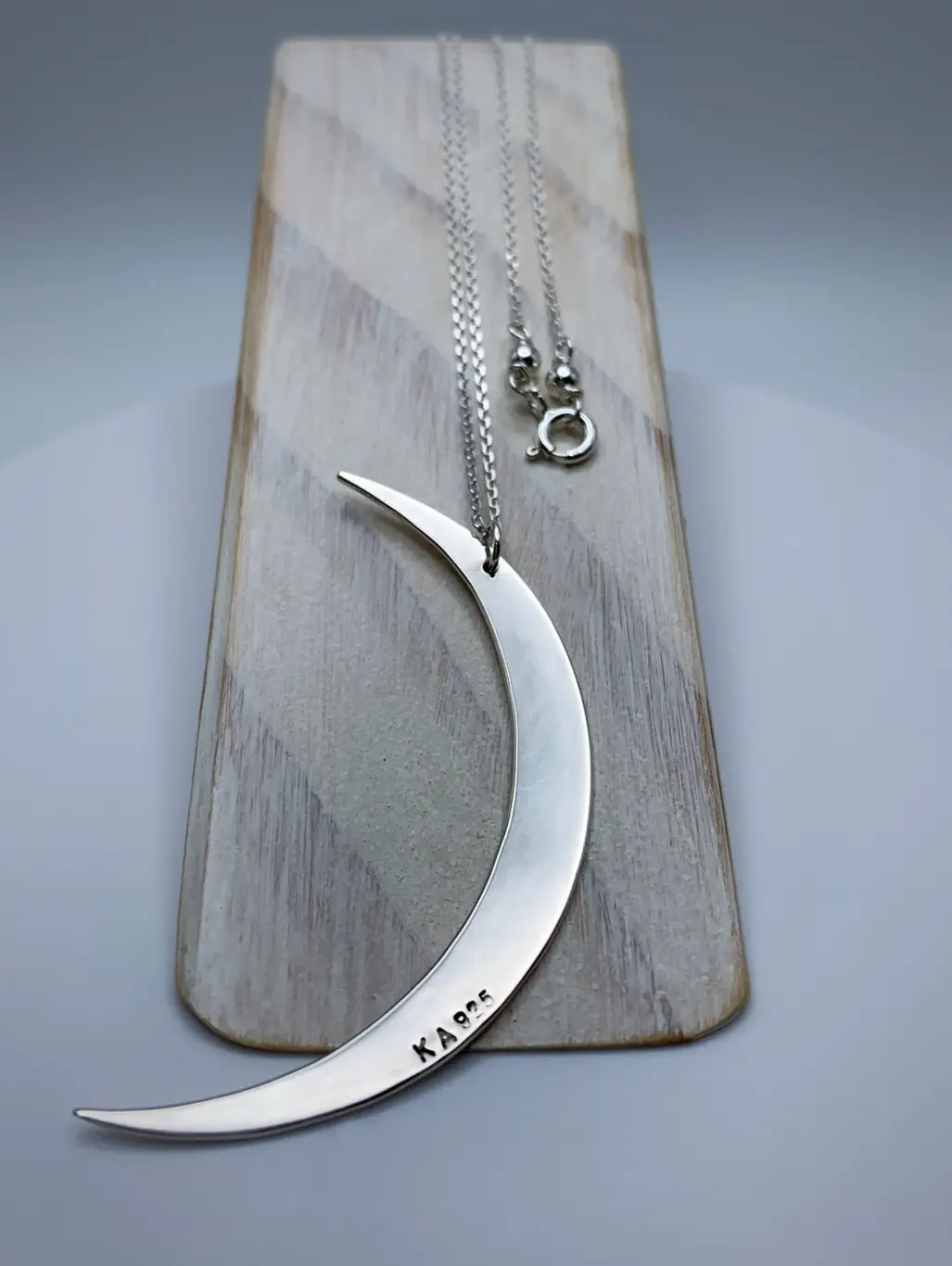 Crescent Moon Necklace / Large Solid Sterling Silver Moon Pendant / Hand Forged / - Image 11