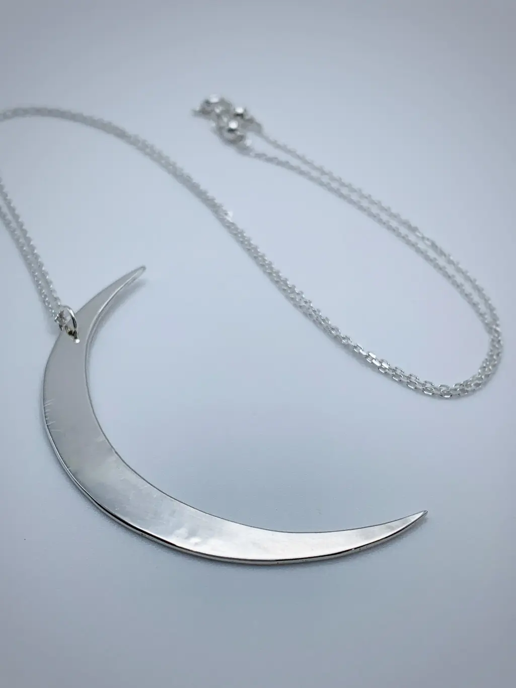 Crescent Moon Necklace / Large Solid Sterling Silver Moon Pendant / Hand Forged / - Image 2