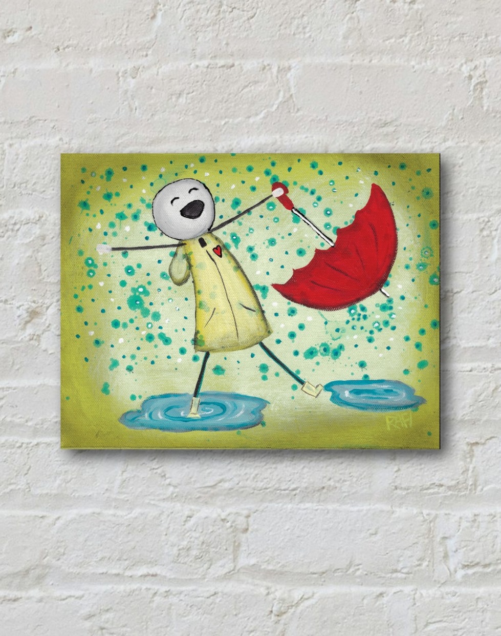 Wash Away The Worries Original Painting By Artist Rafi Perez Mixed Medium On Canvas 9X12