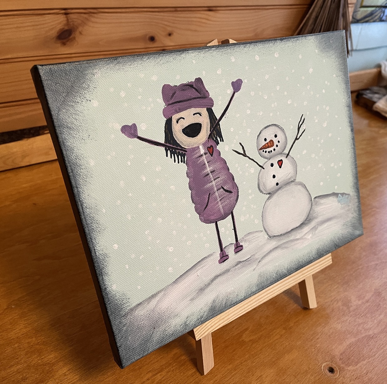 Create Happiness Original Painting By Artist Rafi Perez Mixed Medium On Canvas 9X12 - Image 2
