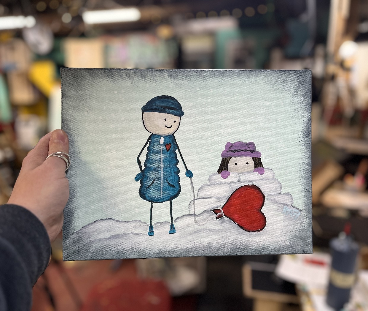 Adventurous Heart Original Painting By Artist Rafi Perez Mixed Medium On Canvas 9X12 - Image 2