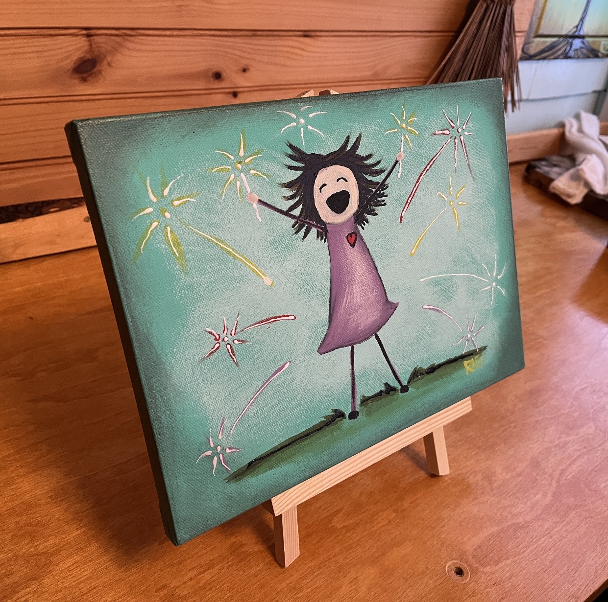 You Are The Spark Original Painting By Artist Rafi Perez Mixed Medium On Canvas 9X12 - Image 5