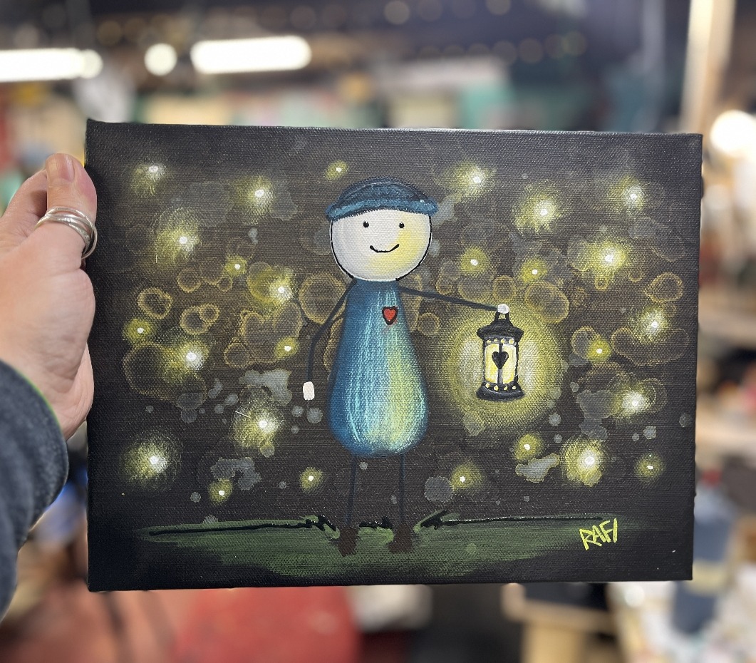 Light The Way Original Painting By Artist Rafi Perez Mixed Medium On Canvas 9X12 - Image 3