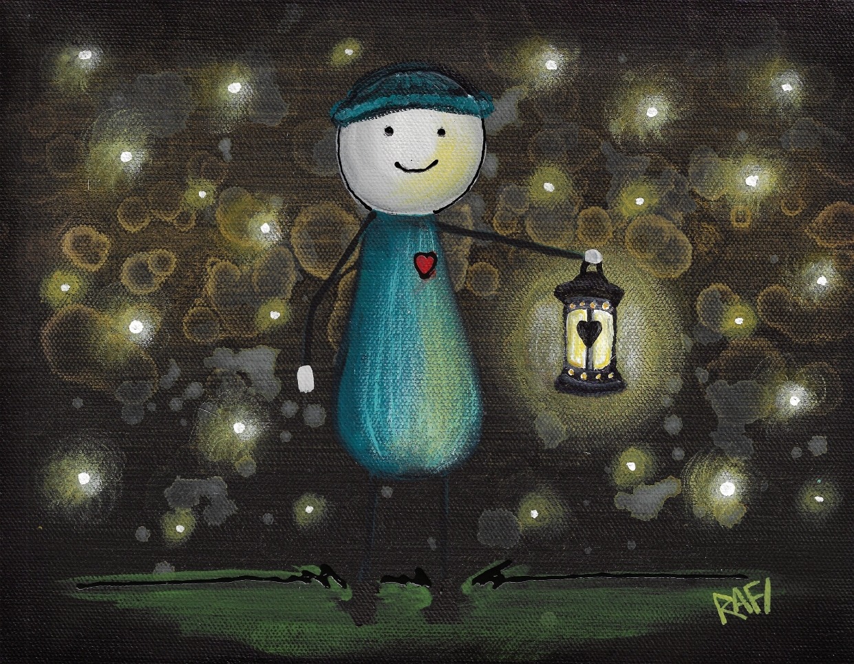 Light The Way Original Painting By Artist Rafi Perez Mixed Medium On Canvas 9X12 - Image 5