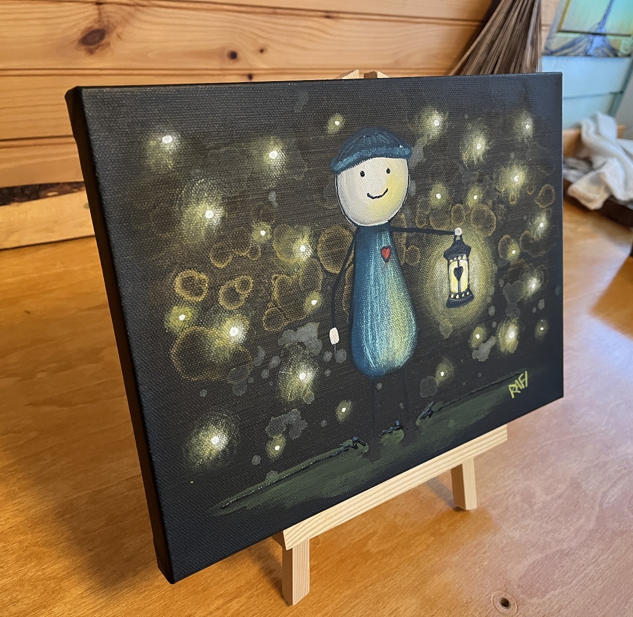 Light The Way Original Painting By Artist Rafi Perez Mixed Medium On Canvas 9X12 - Image 6