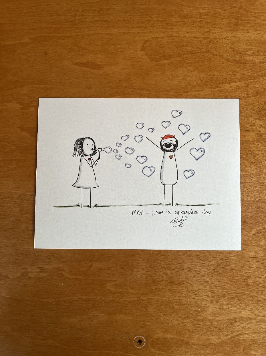 Spreading Joy - Original Illustration Drawing by Rafi Perez On Watercolor Paper 9X12 - Image 2