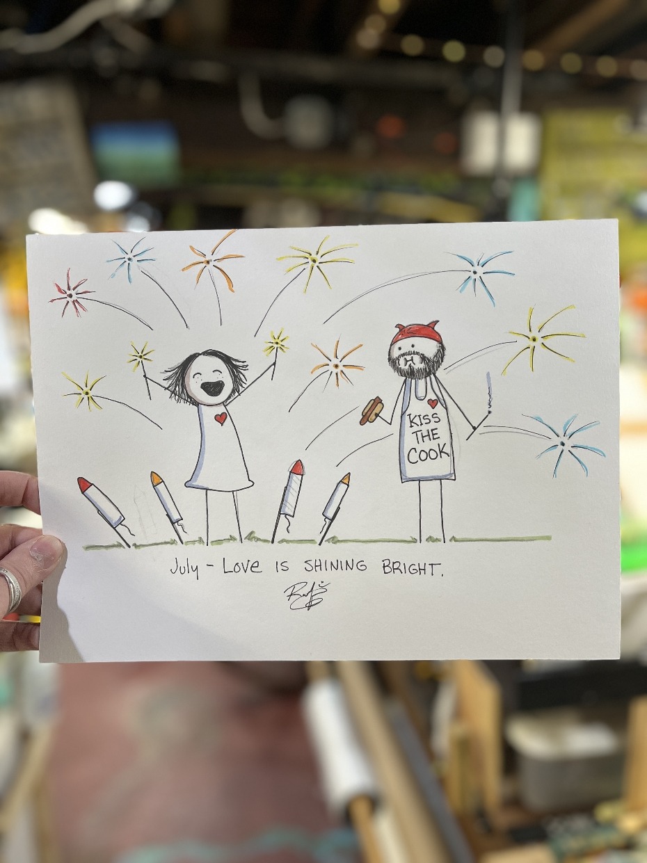 Shining Bright - Original Illustration Drawing by Rafi Perez On Watercolor Paper 9X12