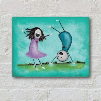 The Silly Moments Original Painting By Artist Rafi Perez Mixed Medium On Canvas 9X12