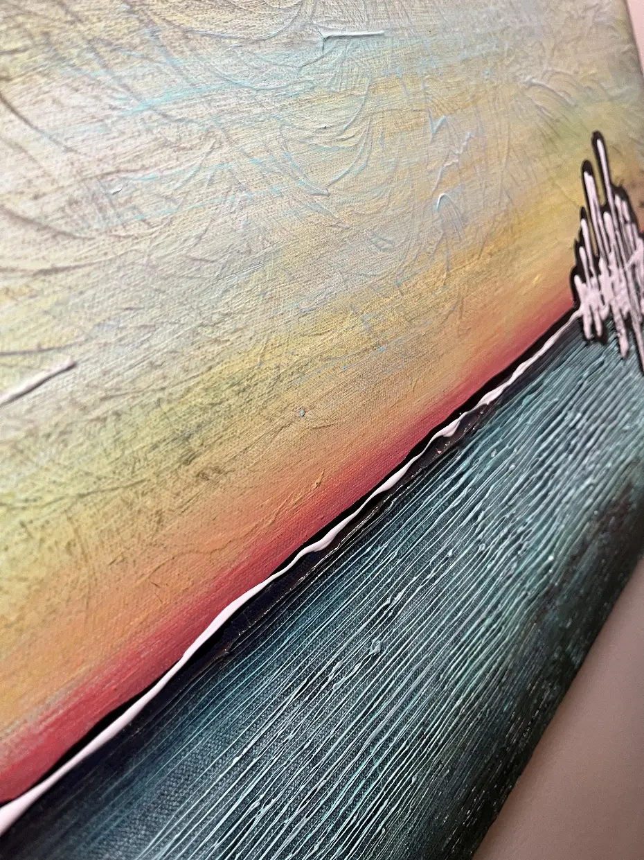 After the Waters Settle By Rafi Perez Original Art Mixed Medium On Canvas 16X20 - Image 4