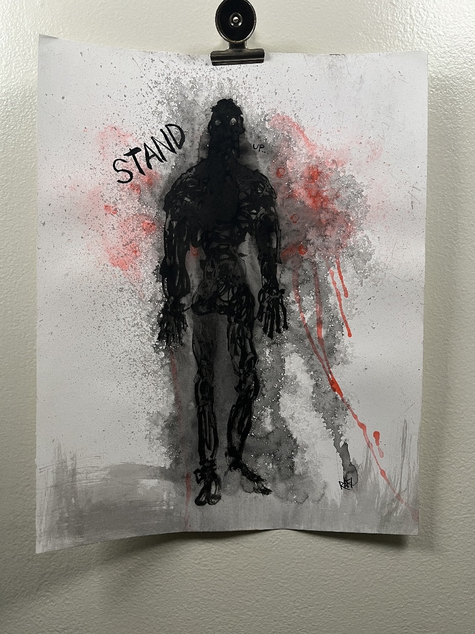 Stand By Artist Rafi Perez Ink On Paper 11X14 Shadow Form Series