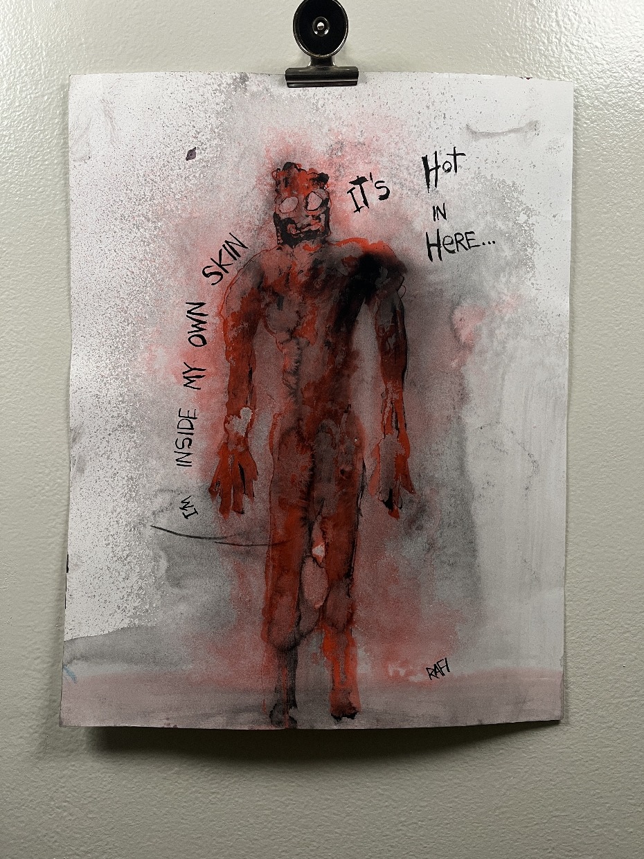 Inside My Skin By Artist Rafi Perez Ink On Paper 11X14 Shadow Form Series