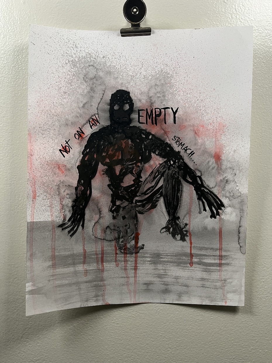 Running On Empty By Artist Rafi Perez Ink On Paper 11X14 Shadow Form Series